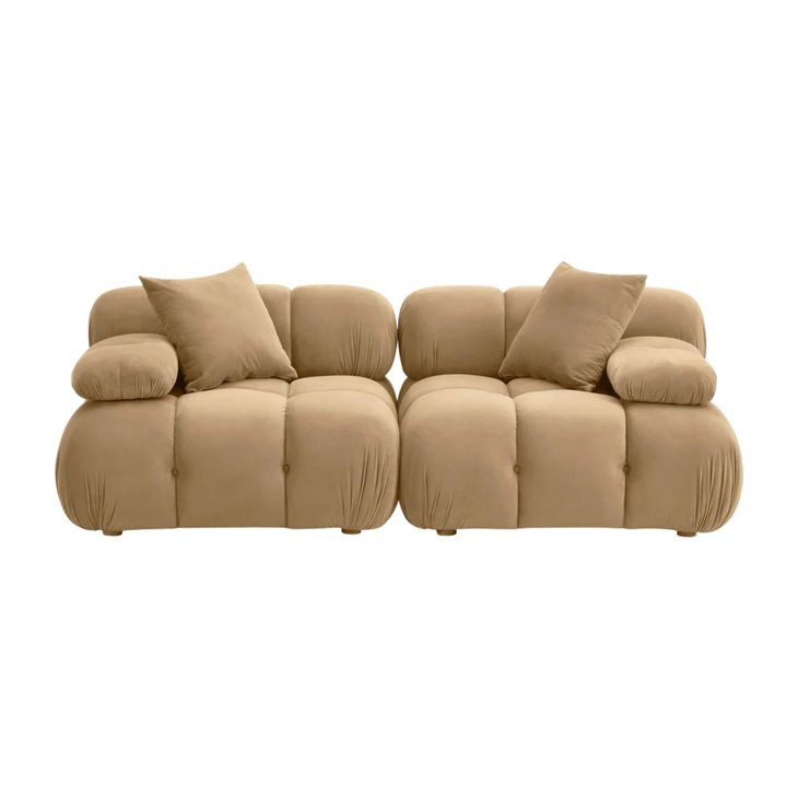 Calliope Cafe Au Lait Performance Velvet Modular 79" Loveseat