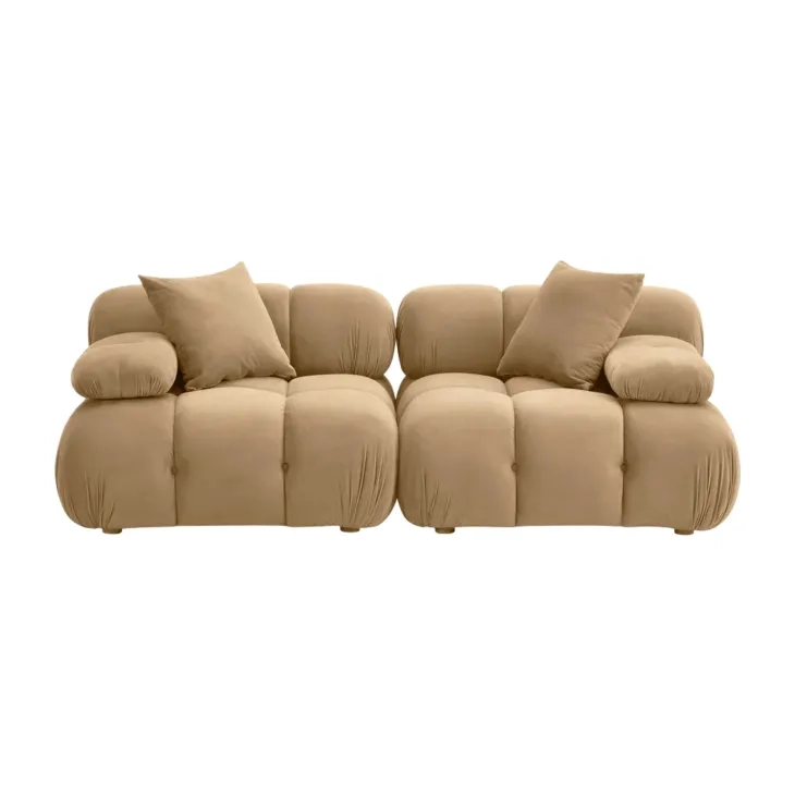 Calliope Cafe Au Lait Performance Velvet Modular 79" Loveseat