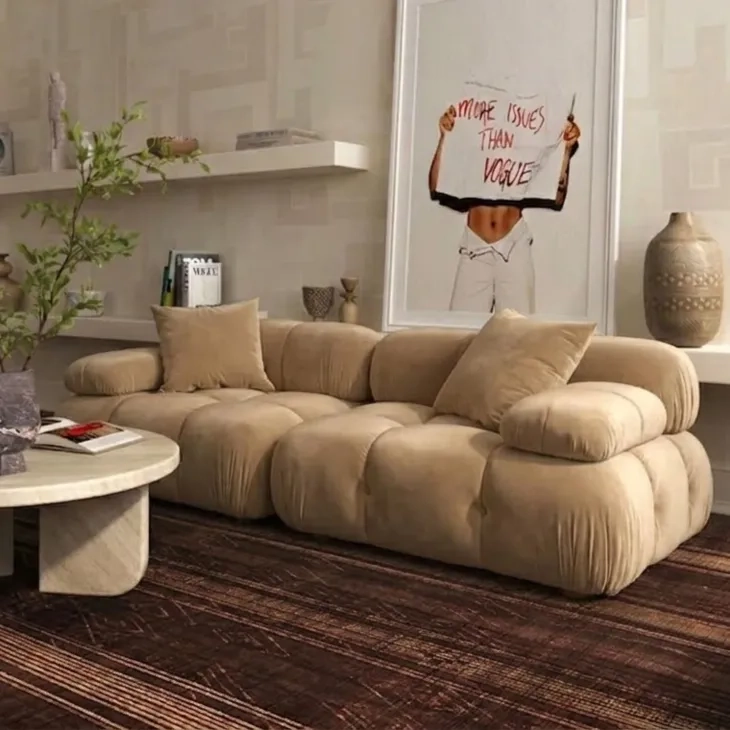 Calliope Cafe Au Lait Performance Velvet Modular 79" Loveseat