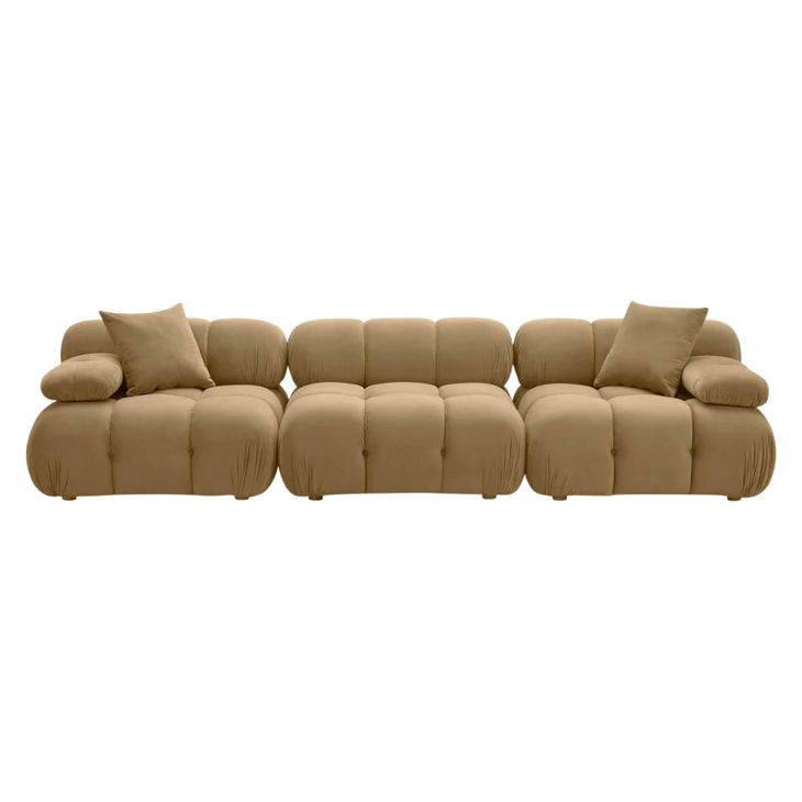 Calliope Cafe Au Lait Performance Velvet Modular 118" Sofa