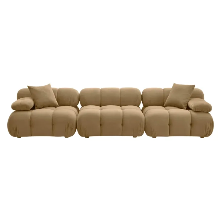 Calliope Cafe Au Lait Performance Velvet Modular 118" Sofa