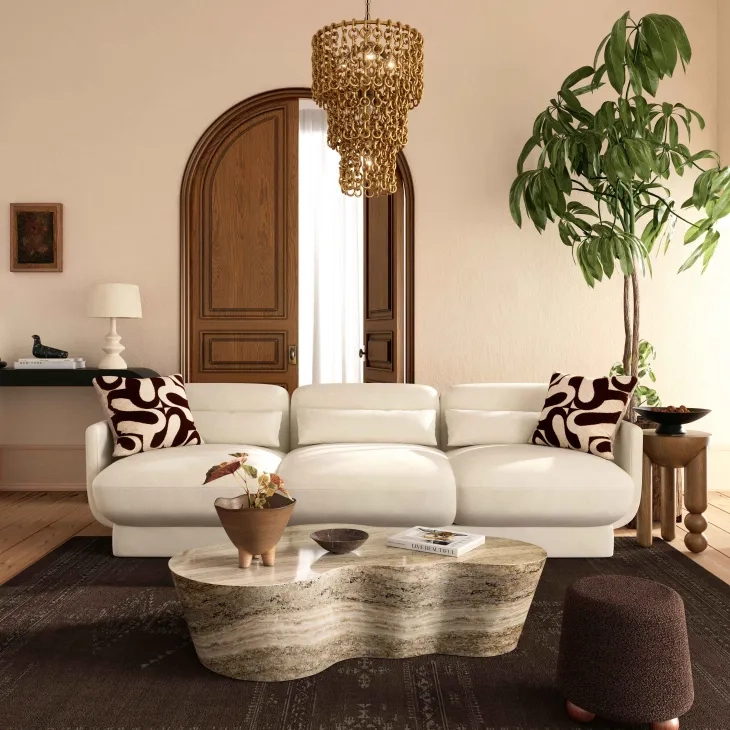 Azalea Cream Velvet 91" Sofa