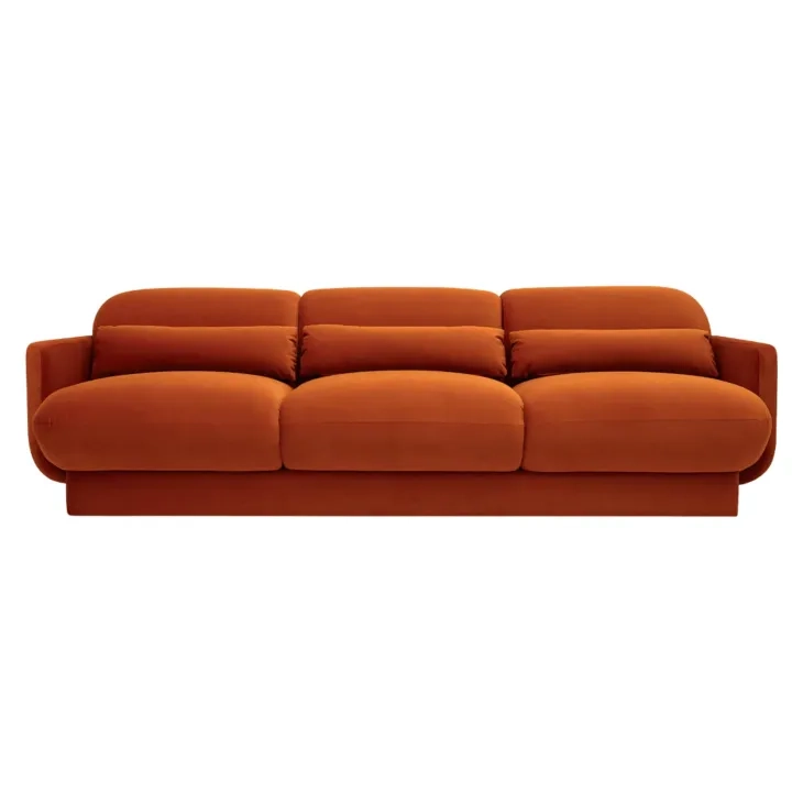 Azalea Rust Orange Velvet 91" Sofa