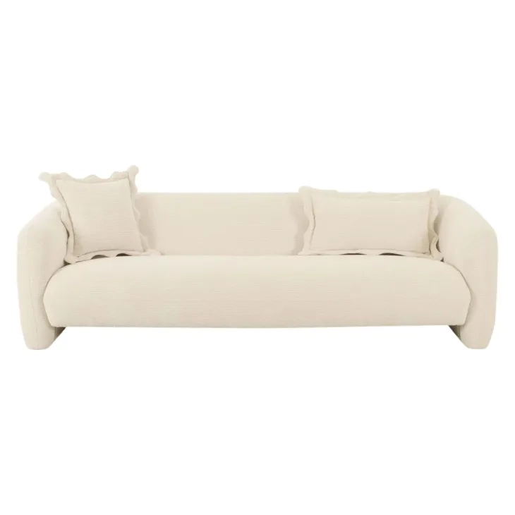 Lou Sandstone Textured Performance Fabric 91" Sofa
