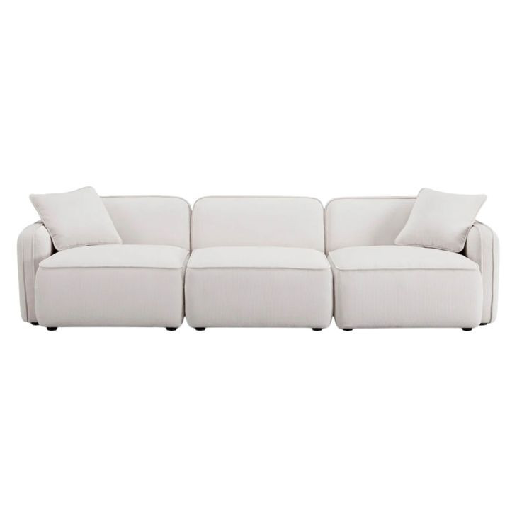 Travie White Sand Performance Corduroy Velvet Modular 112" Sofa