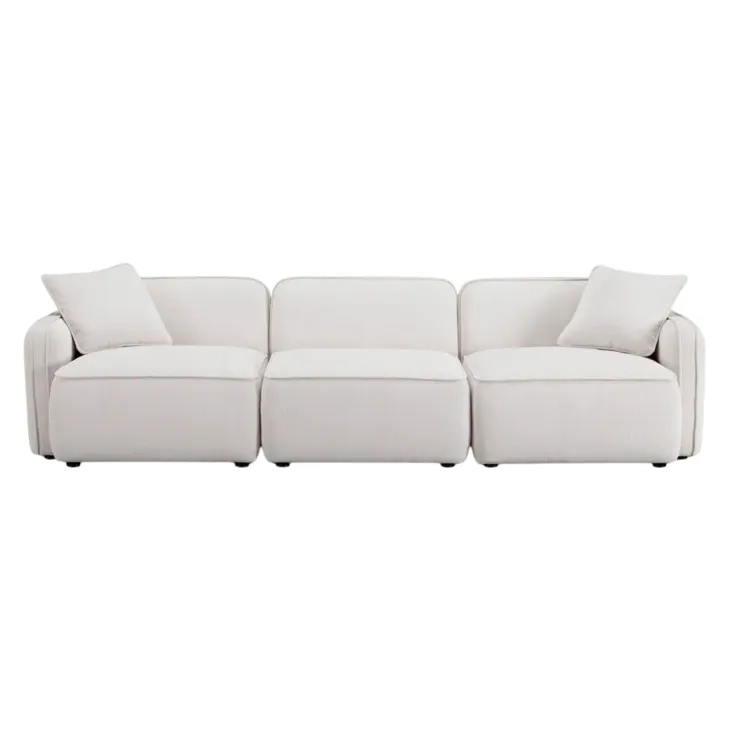 Travie White Sand Performance Corduroy Velvet Modular 112" Sofa
