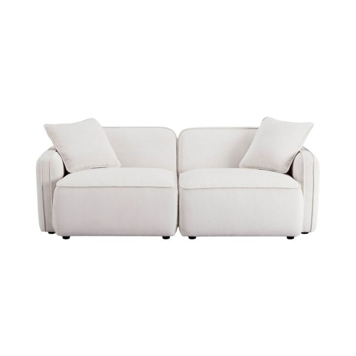 Travie White Sand Performance Corduroy Velvet Modular 78" Loveseat