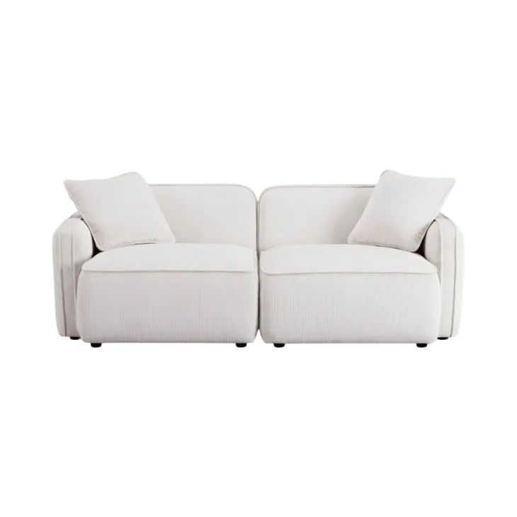 Travie White Sand Performance Corduroy Velvet Modular 78" Loveseat
