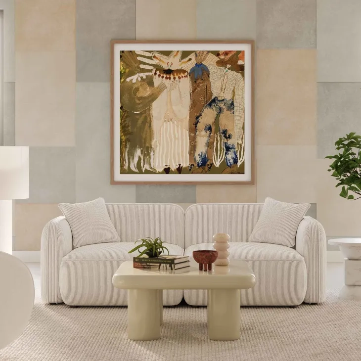 Travie White Sand Performance Corduroy Velvet Modular 78" Loveseat
