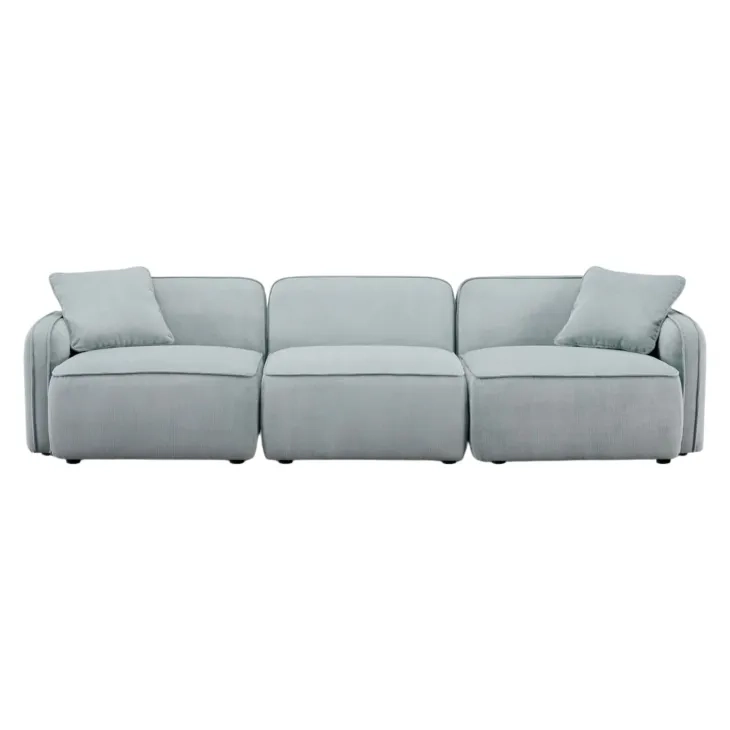 Travie Sea Foam Performance Corduroy Velvet Modular 112" Sofa