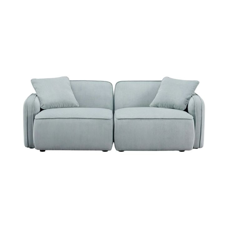 Travie Sea Foam Performance Corduroy Velvet Modular 78" Loveseat