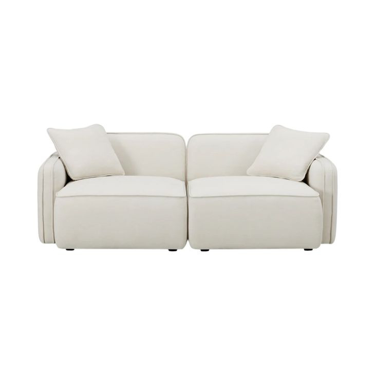 Travie Sand Upcycled Linen Modular 78" Loveseat