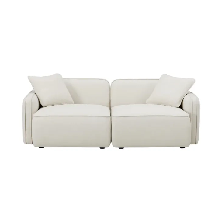 Travie Sand Upcycled Linen Modular 78" Loveseat