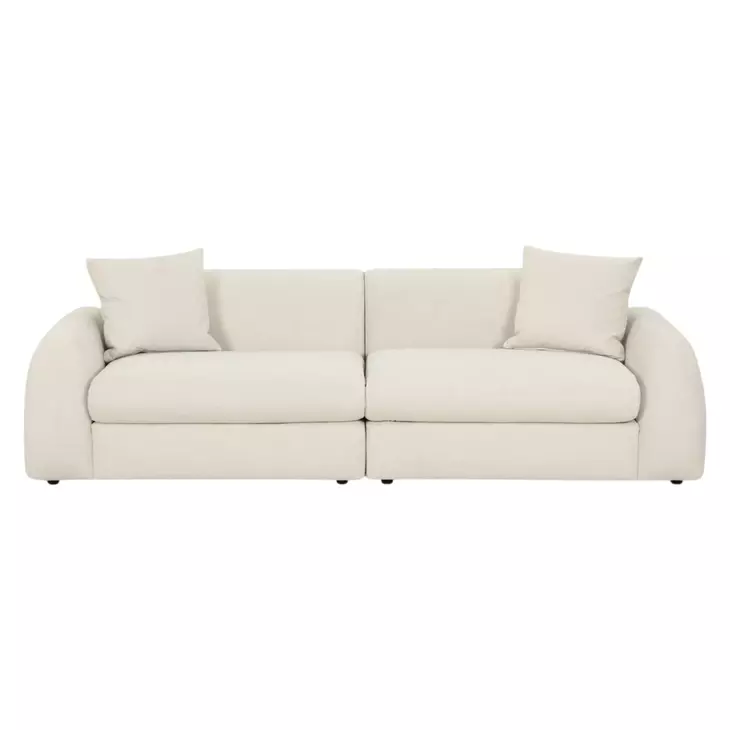 Kourtney Cream Faux Mohair 100" Sofa