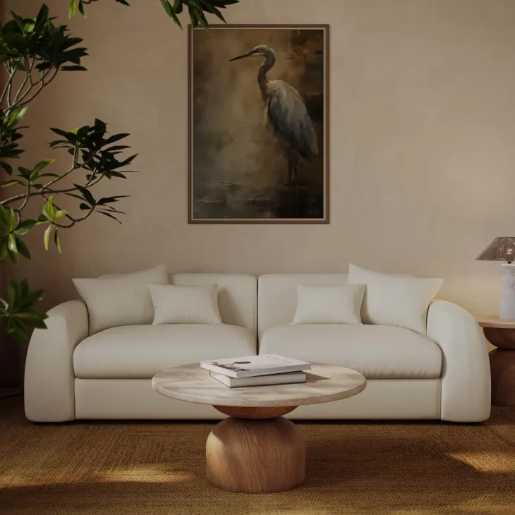 Kourtney Cream Faux Mohair 100" Sofa