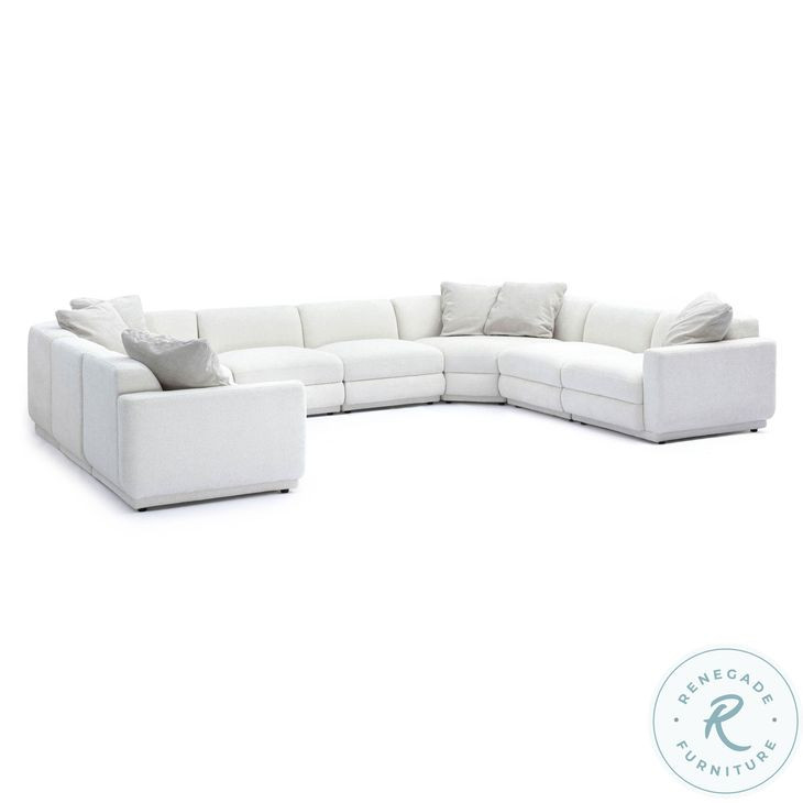 Perry Cream Chenille 114" Modular Large U-Sectional