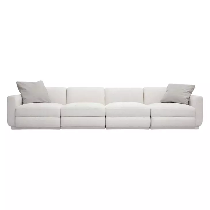 Perry Cream Chenille Modular Long 124" Sofa