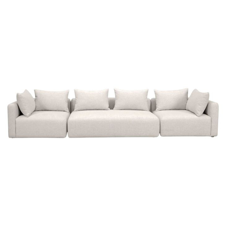 Hangover Cream Heavy Textured Fabric Long 143" Sofa