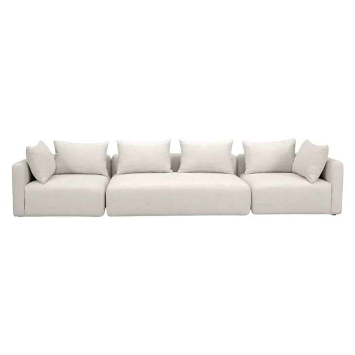 Hangover Cream Heavy Textured Fabric Long 143" Sofa