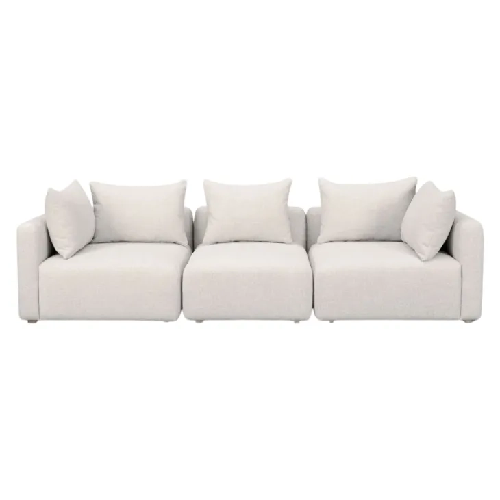 Hangover Cream Heavy Textured Fabric 112" Sofa