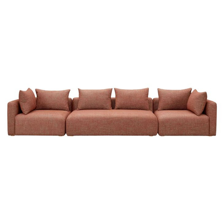 Hangover Sedona Red Textured Fabric Long 143" Sofa