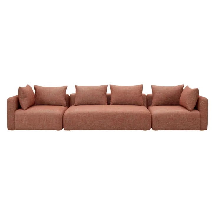 Hangover Sedona Red Textured Fabric Long 143" Sofa