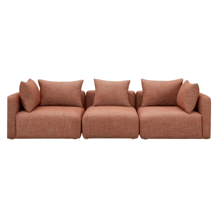 Hangover Sedona Red Textured Fabric 112" Sofa