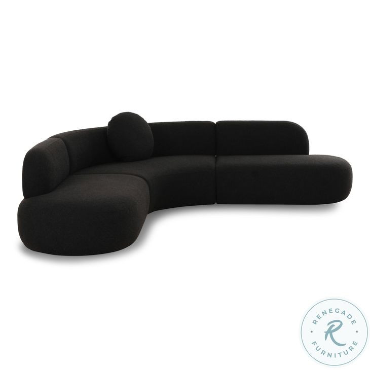 Broohah Black Boucle 100" Modular Sectional