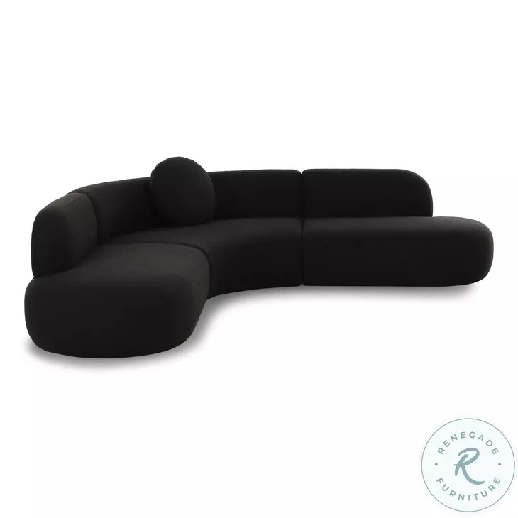 Broohah Black Boucle 100" Modular Sectional