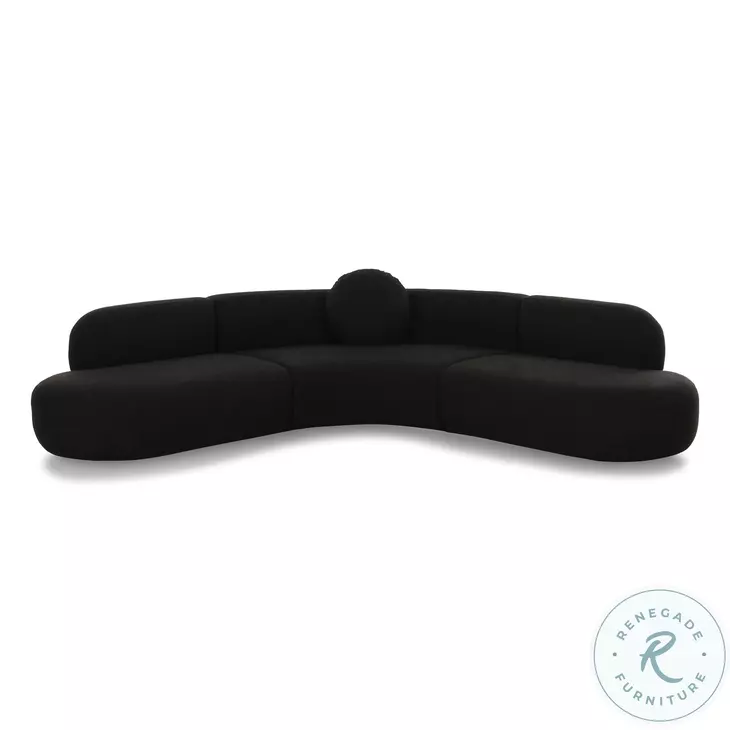 Broohah Black Boucle 100" Modular Sectional