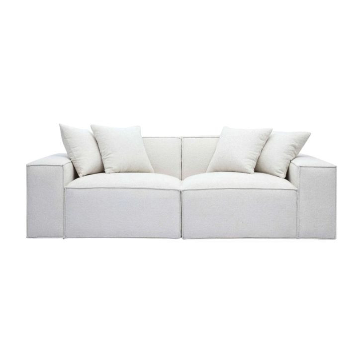 Mindy Cream Chenille Basketweave Modular 84" Loveseat