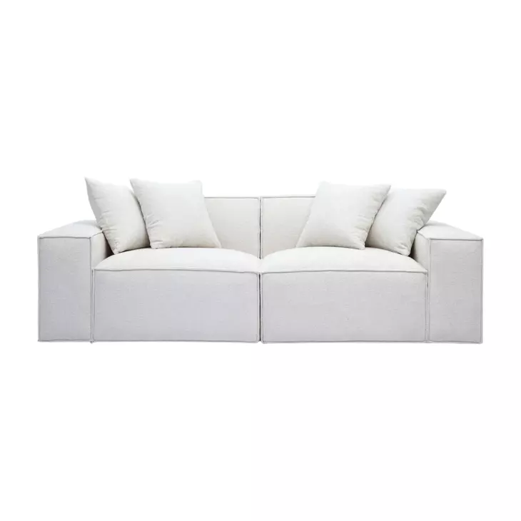 Mindy Cream Chenille Basketweave Modular 84" Loveseat
