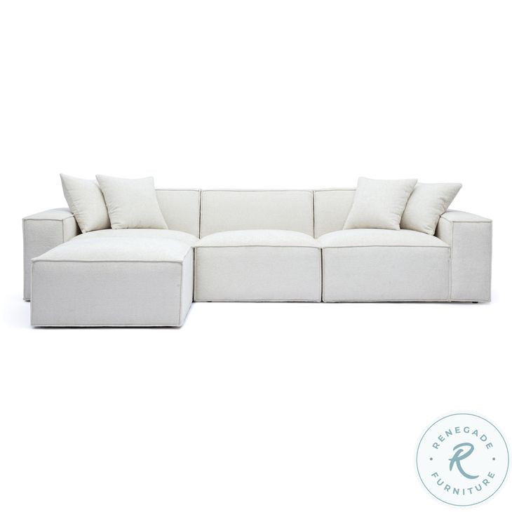 Mindy Cream Chenille Basketweave 116" Modular Sectional