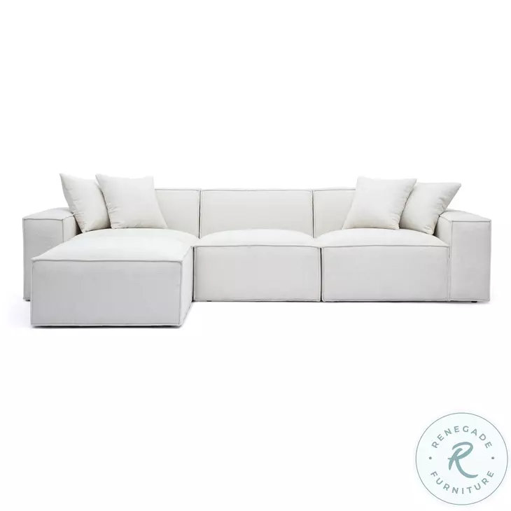 Mindy Cream Chenille Basketweave 116" Modular Sectional