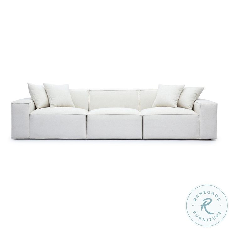 Mindy Cream Chenille Basketweave 116" Modular Sofa