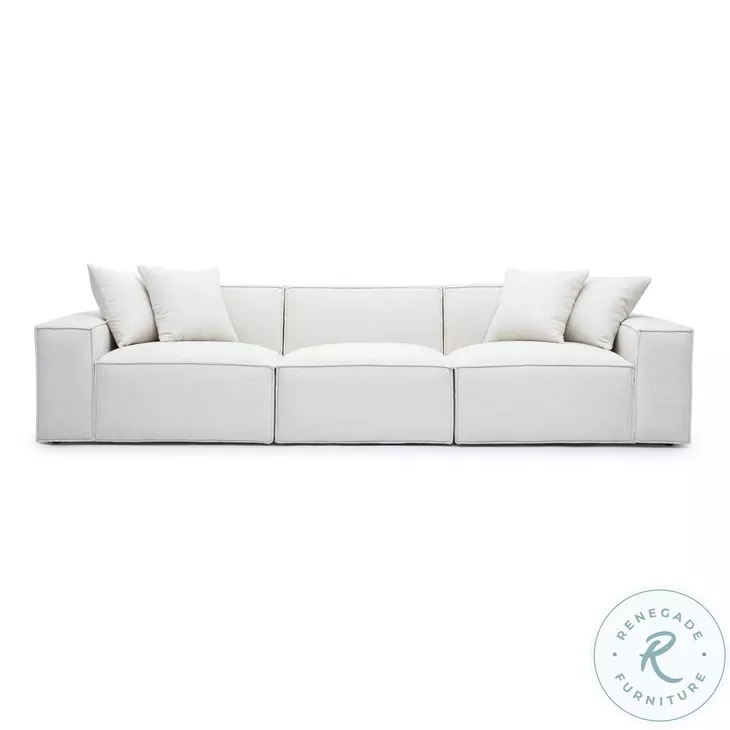 Mindy Cream Chenille Basketweave Modular Sectional