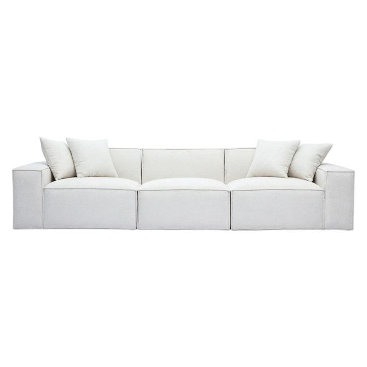 Mindy Cream Chenille Basketweave Modular 116" Sofa