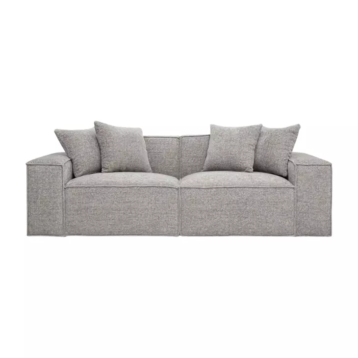 Mindy Taupe Chenille Basketweave Modular 84" Loveseat