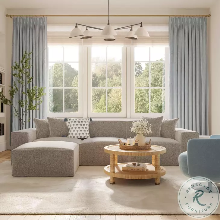 Mindy Taupe Chenille Basketweave 116" Modular Sectional