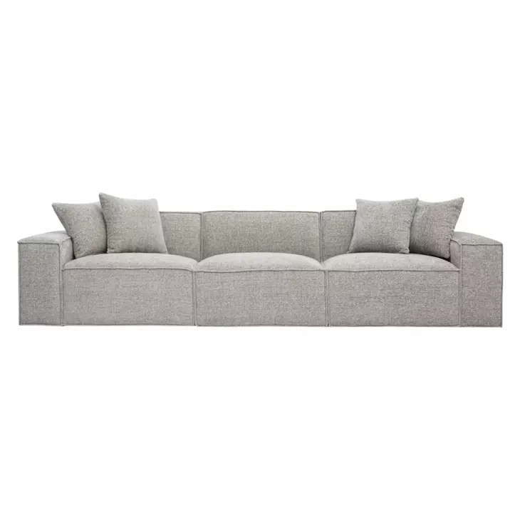 Mindy Taupe Chenille Basketweave Modular 116" Sofa