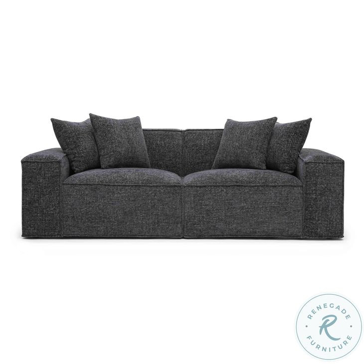 Mindy Charcoal Chenille Basketweave 84" Modular Loveseat