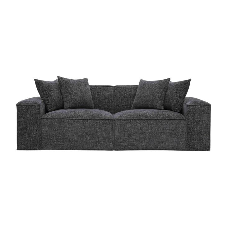 Mindy Charcoal Chenille Basketweave Modular 84" Loveseat