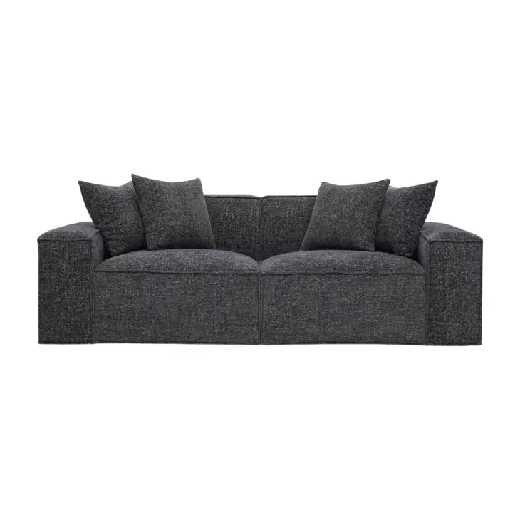 Mindy Charcoal Chenille Basketweave Modular 84" Loveseat