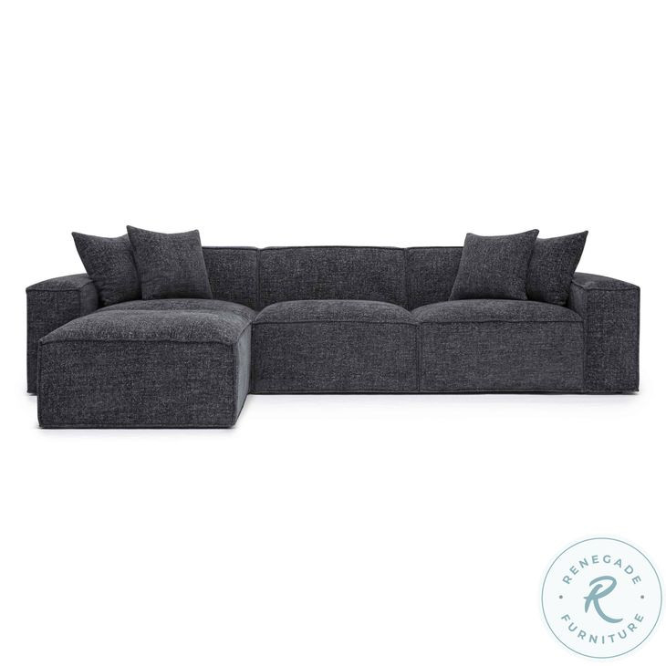 Mindy Charcoal Chenille Basketweave 116" Modular Sectional