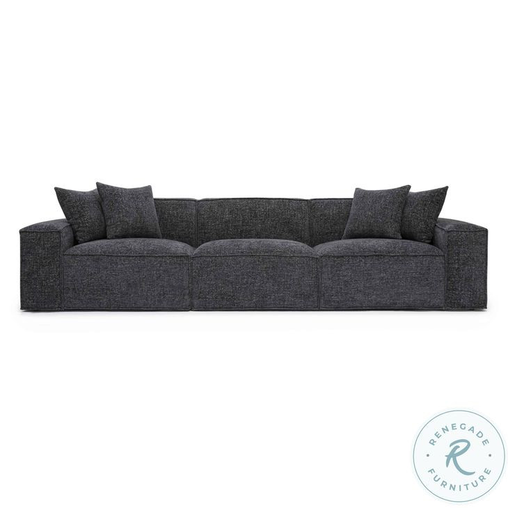 Mindy Charcoal Chenille Basketweave 116" Modular Sofa
