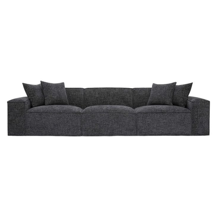 Mindy Charcoal Chenille Basketweave Modular 116" Sofa