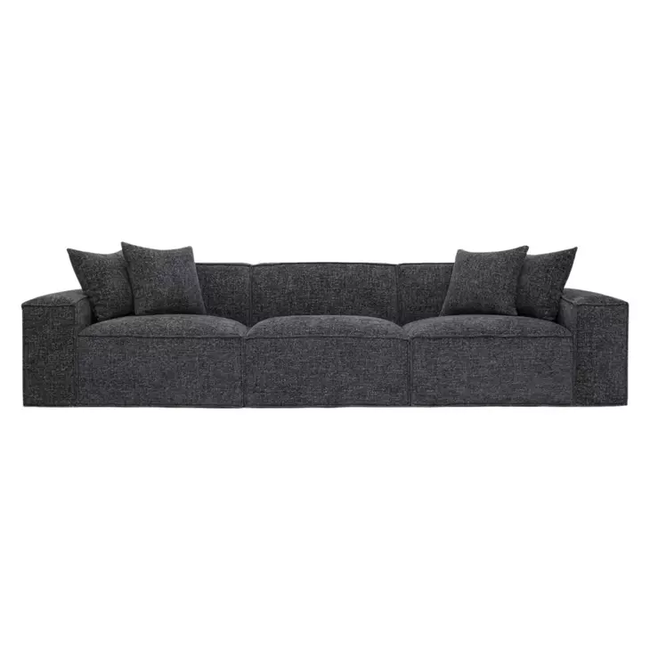 Mindy Charcoal Chenille Basketweave Modular 116" Sofa