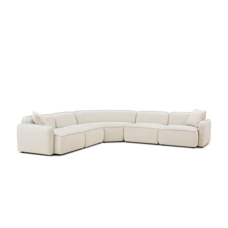 Travie Sand Performance Fabric 5 Piece Modular Sectional with Pillows