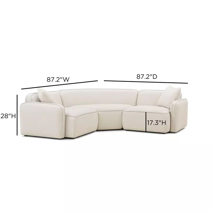 Travie Sand Performance Fabric 3 Piece Modular Sectional with Pillows