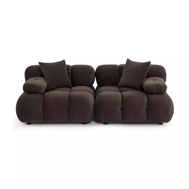 Calliope Dark Brown Performance Velvet Modular Loveseat Sectional with Pillow